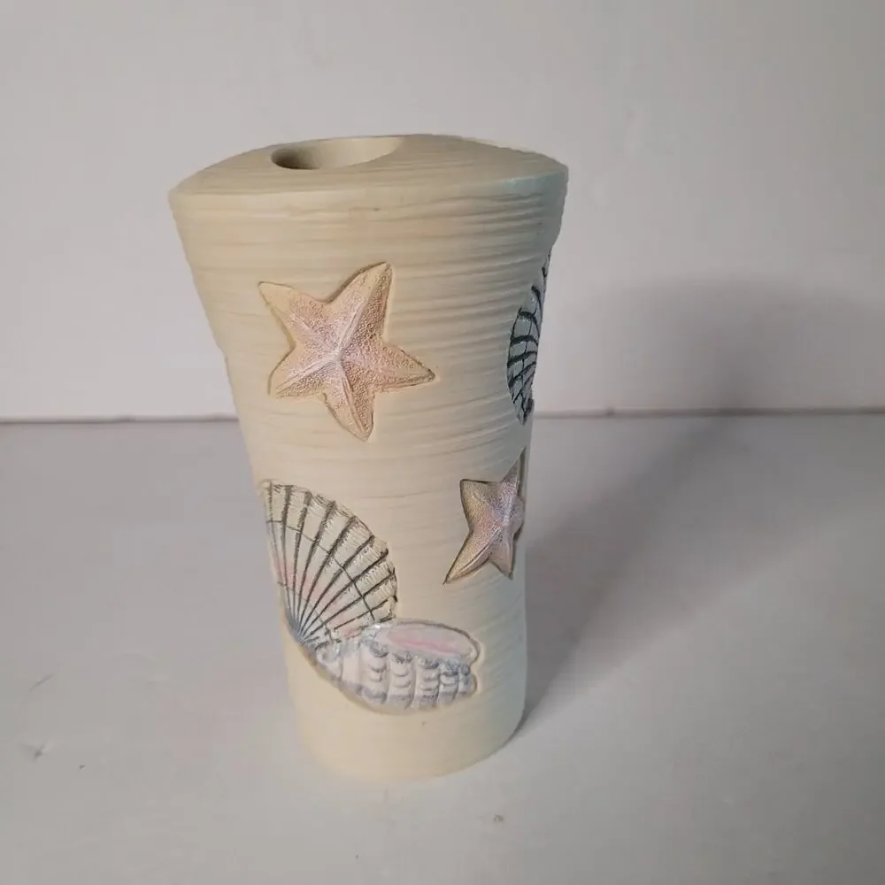 Charming Coastal Seashell Hand-Painted Resin Tumbler 4x3 inch